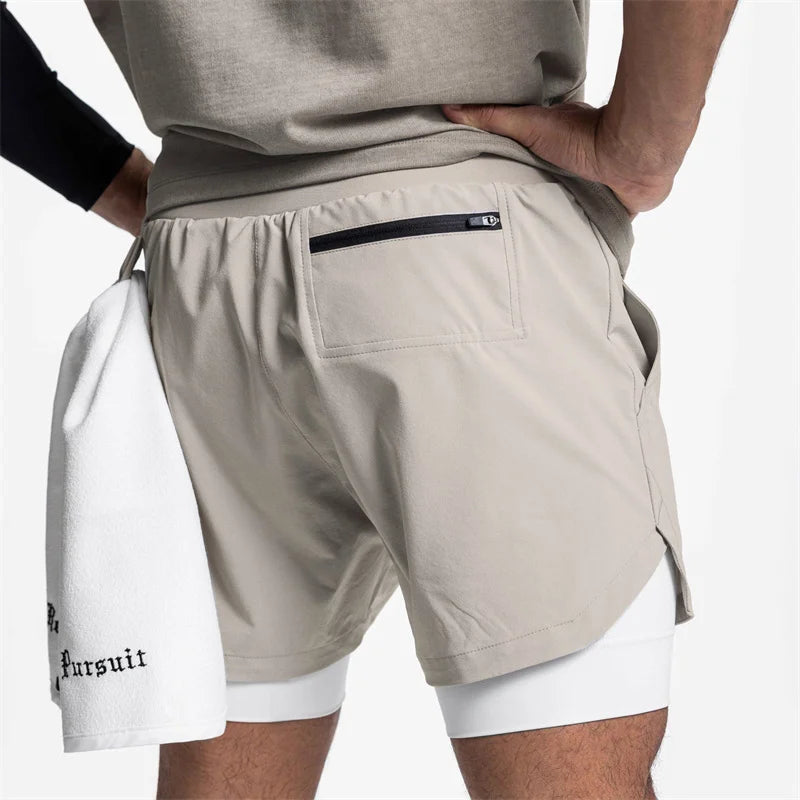 Summer Quick-Dry Double-Layer Gym Shorts for Men