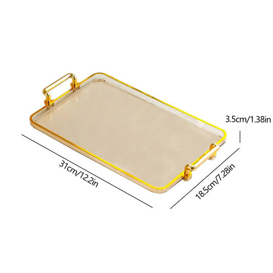 Plateau de service polyvalent à poignée dorée