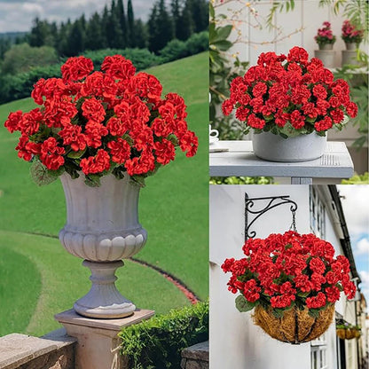 Géraniums rouges artificiels pour la décoration intérieure 