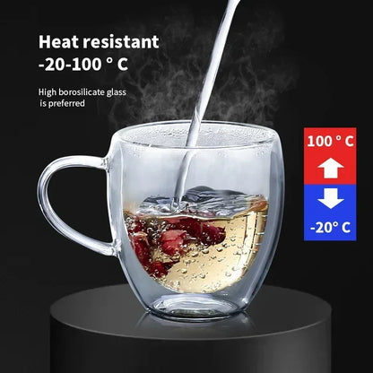 Ensemble de tasses 1 à 6 pièces en verre résistant à la chaleur à double paroi