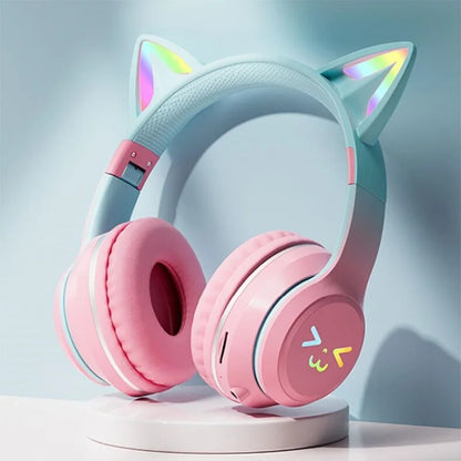 RGB Glow Cat Ear Gaming Headset  for Girls