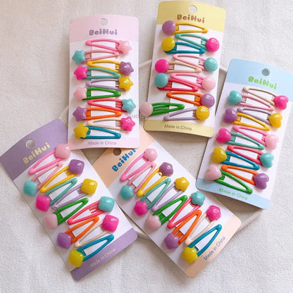 10pcs Colorful Glossy Cute Hairpins Set