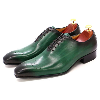 Men's Oxford Genuine Leather Pointed Toe Lace-up Shoes