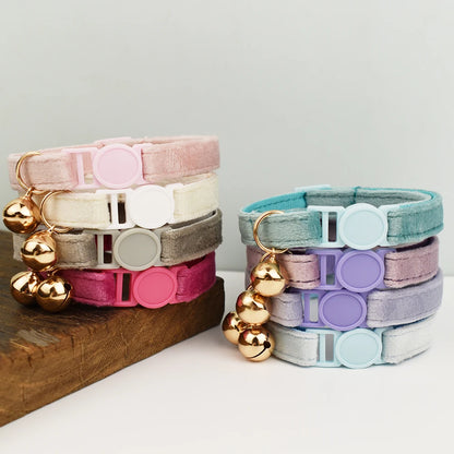 Adjustable Plaid Cat Collar with Bell Pendant