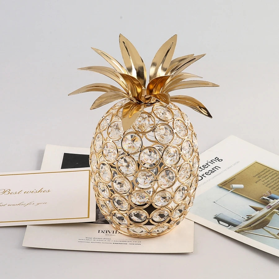 1 Stück Goldkristall-Ananas-Ornament – ​​künstliche Obstfigur