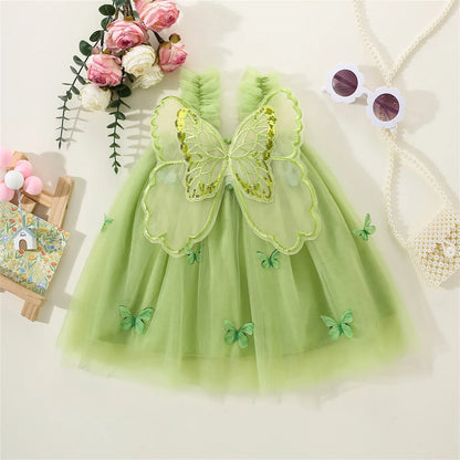 Baby Girl Butterfly Wing Dress - Solid Mesh Dress