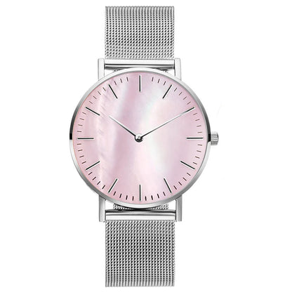 Women's Stainless Steel Dial & Leather Bracelet Quartz Watch