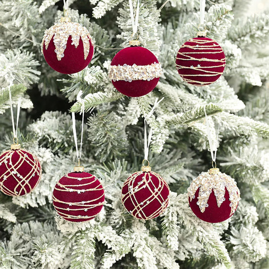 12pcs Premium Velvet Christmas Baubles