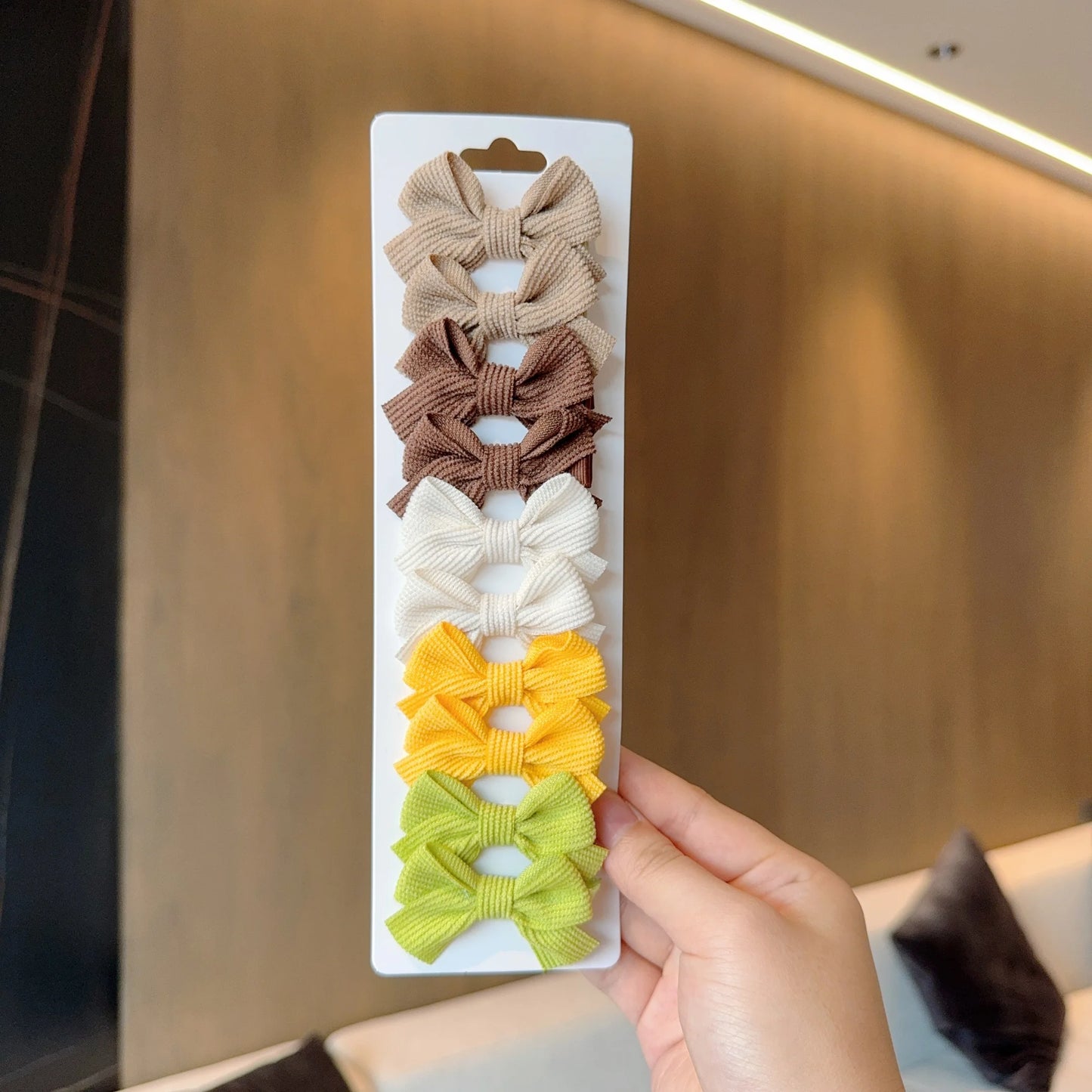 6/10pc Kids Solid Color Ribbon Bow Hair Clips