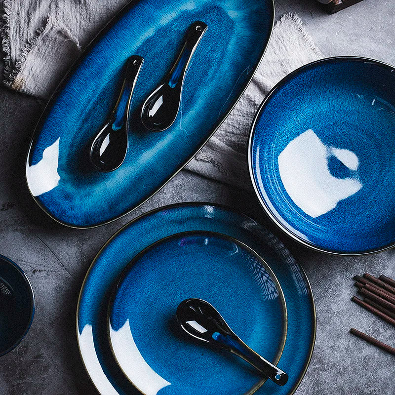 Blue Kiln Ceramic Dinner Plate Set