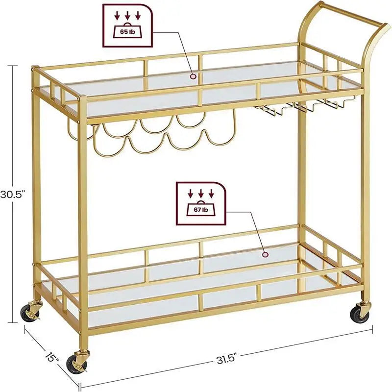 Drink Serving Trolley with Wine Rack
