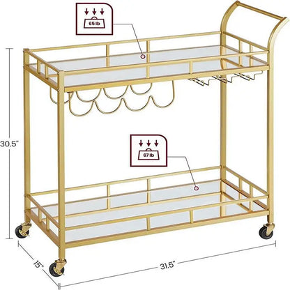 Drink Serving Trolley with Wine Rack