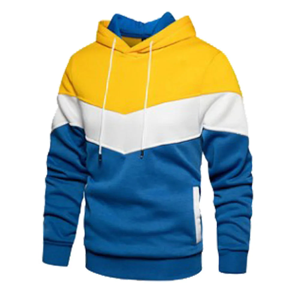 Korean Style Men's Vertical Stripe Color Block Hoodies