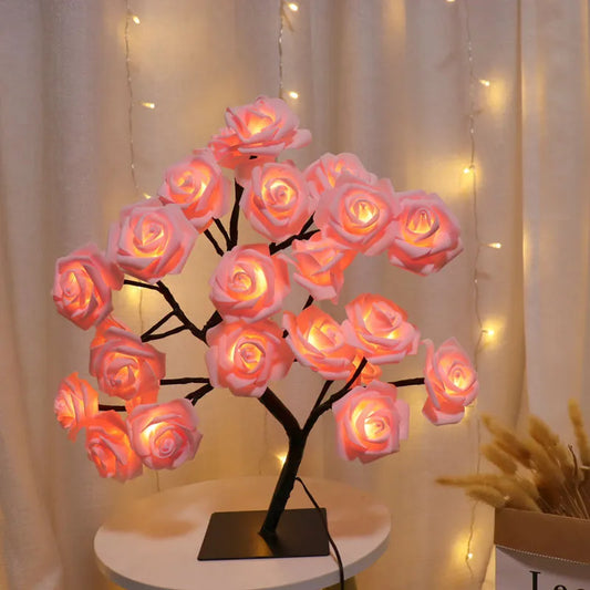 LED Rose Tree Lights USB Plug Table Lamp