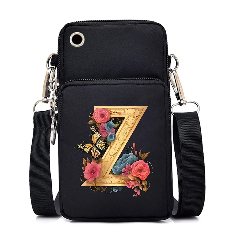 Kleine quadratische Umhängetasche aus Leder mit Buchstabenprint für Damen 