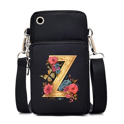 Kleine quadratische Umhängetasche aus Leder mit Buchstabenprint für Damen 