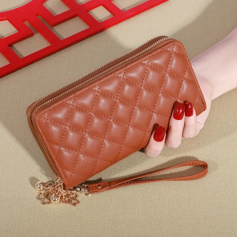 Women's Simple Sewing Line Zipper Coin Clutches