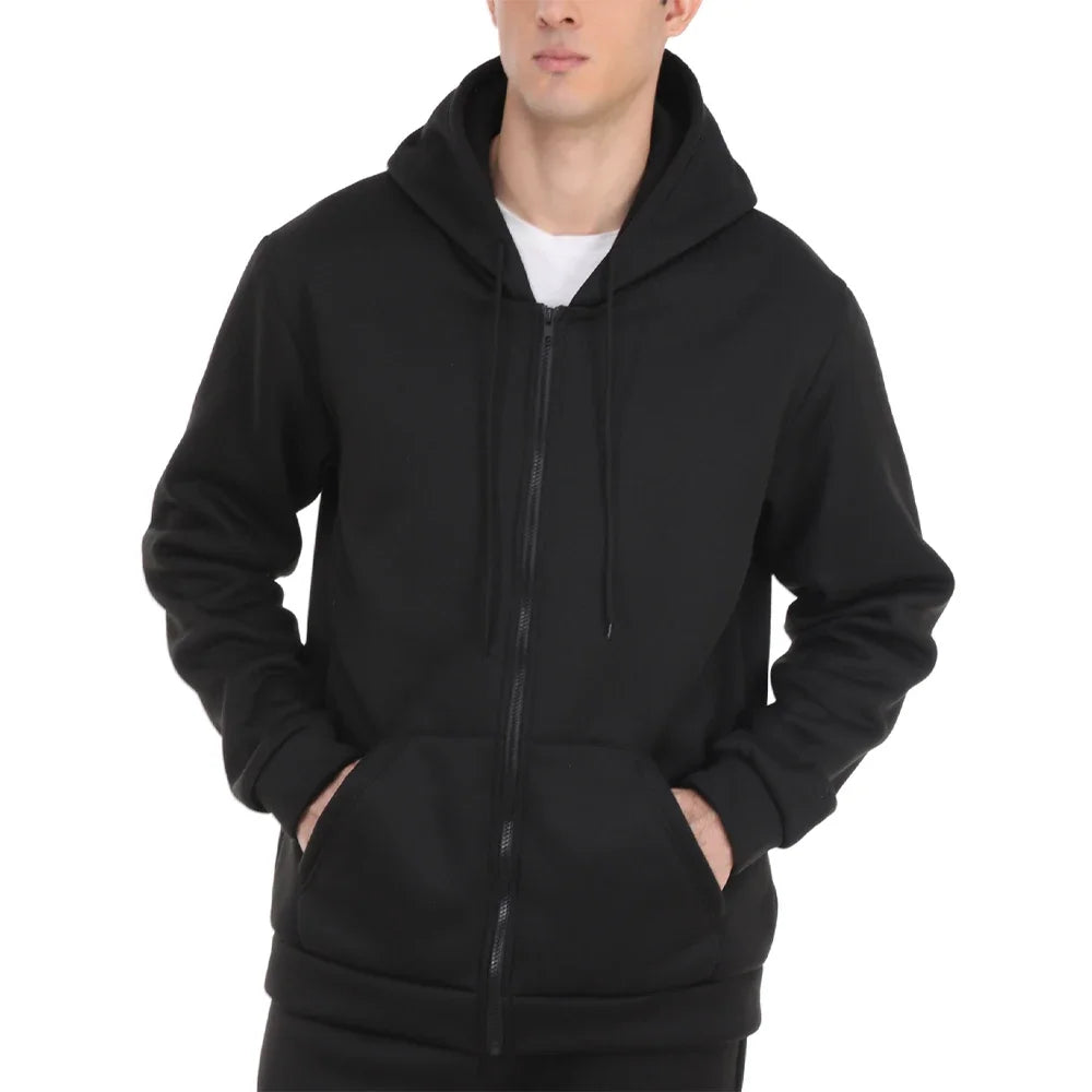 Unisex Solid Color Fleece Zip-Up Hoodie