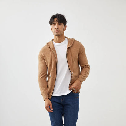 Sweats à capuche zippés pour hommes 100% chèvre cachemire