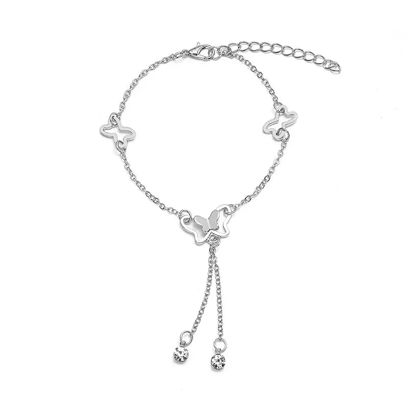 butterfly anklet silver