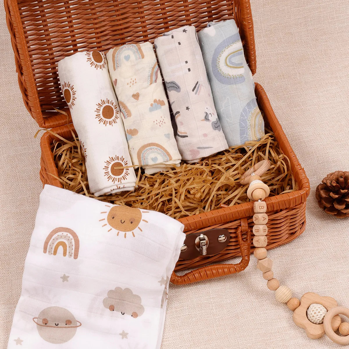 Bamboo Cotton Muslin Baby Washcloth Set