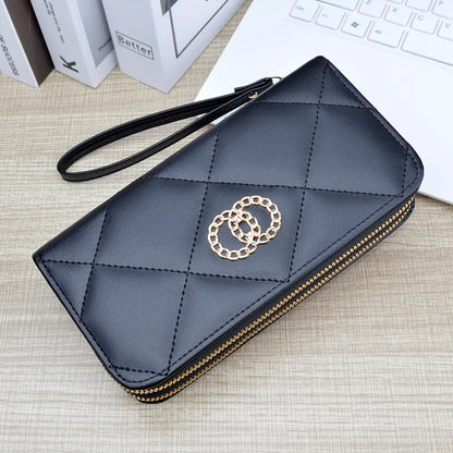 black leather clutch