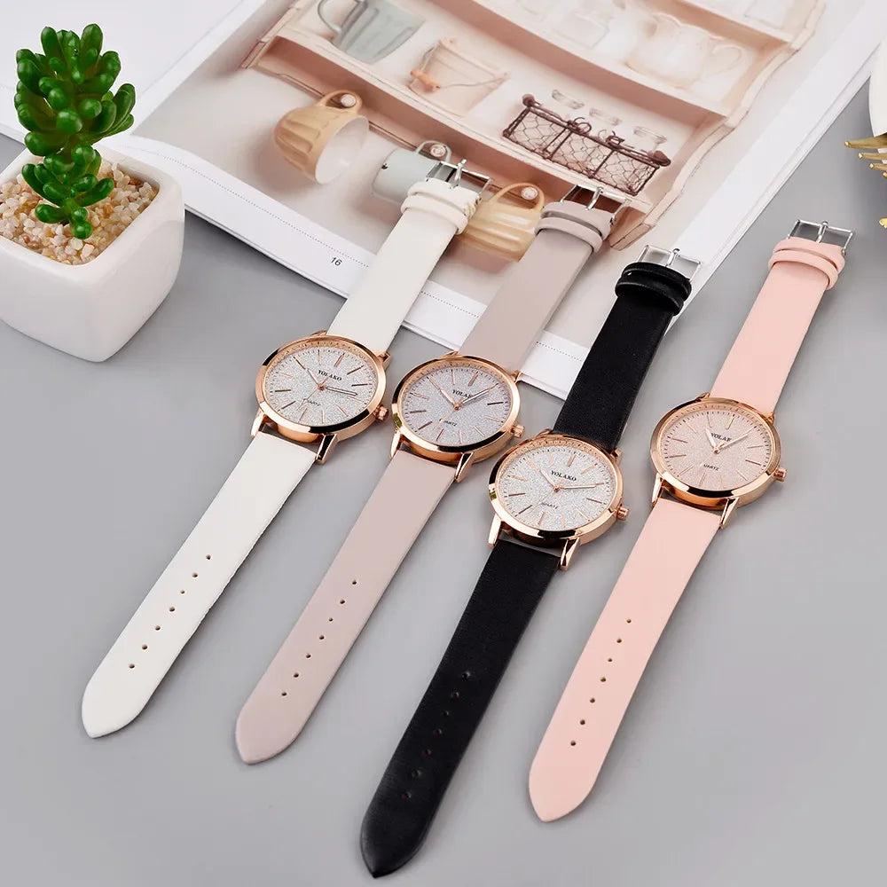 Montre-bracelet à quartz en cuir pour femme