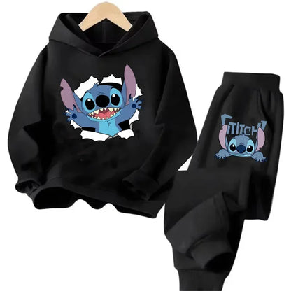 Kid's Stitch Anime Casual Hoodies Set