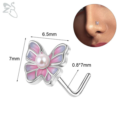 Anneaux de nez pendants en forme d'oeil de papillon pour femmes, 1 pièce