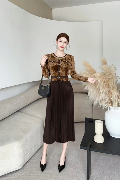 High Quality Pleated Dress with Print Design