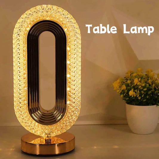 Lampe de table rechargeable USB en cristal