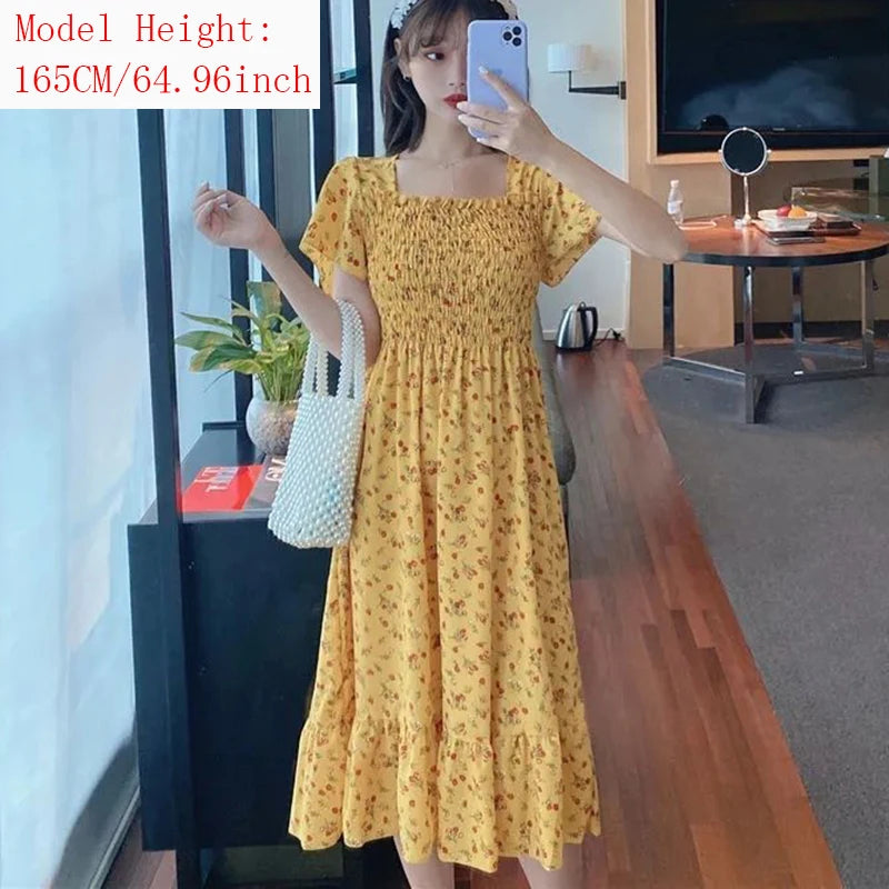 Kurzärmliges Sommerkleid mit Blumenmuster