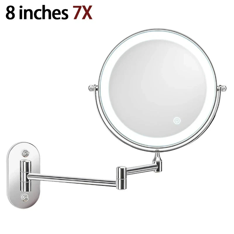 Rechargeable Wall Mounted Lighted Folding Mirror