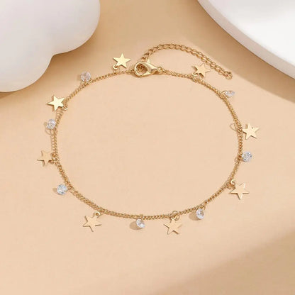 Bracelets de cheville étoile zircon en acier inoxydable