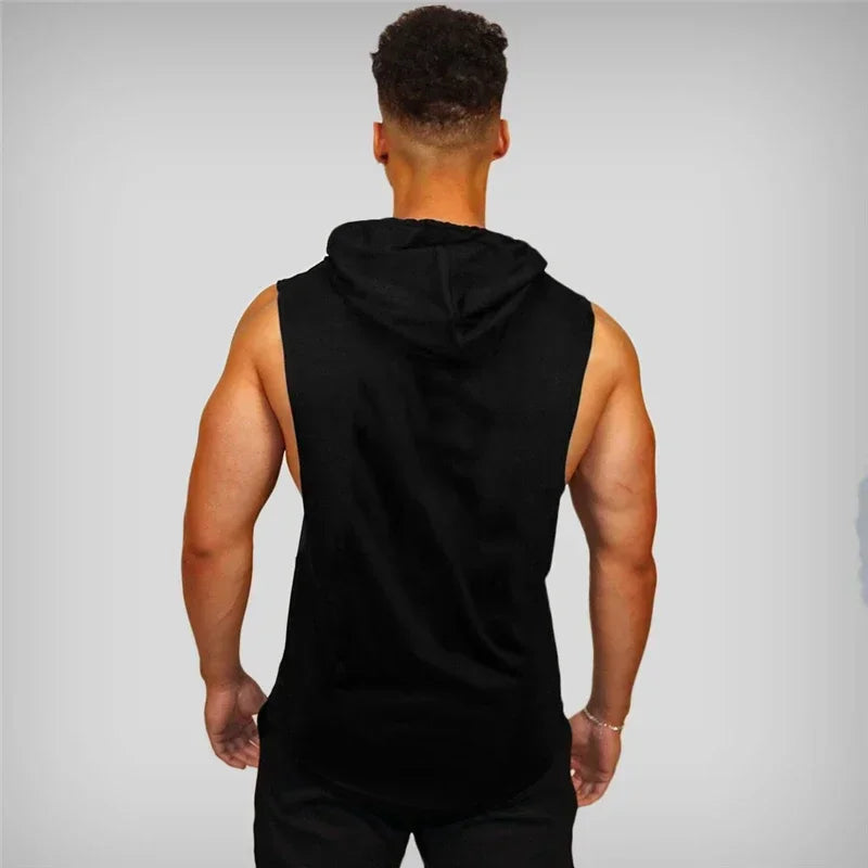 Ärmelloses Herren-Tanktop aus Baumwolle mit Kapuze