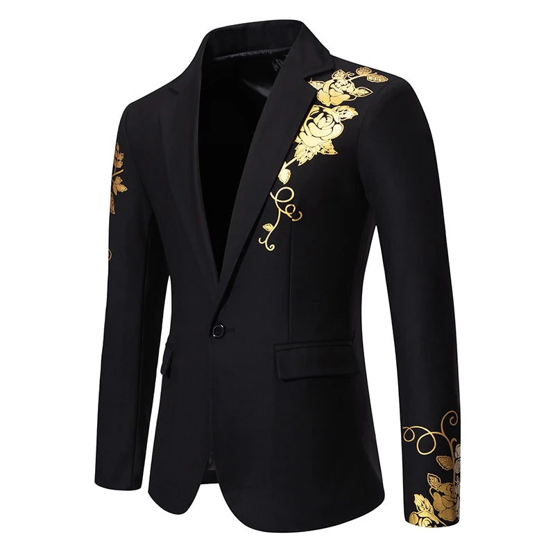 Paisley Hot Stamping Print Men's Suit Coat