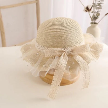 Lace Flower Kids Beach Straw Hat