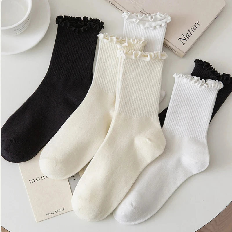 Chaussettes à volants en coton pour femmes