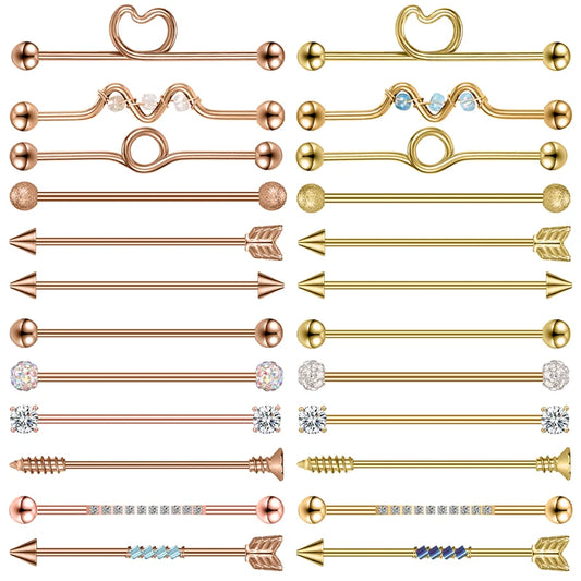 Women's Stainless Steel Barbell Rings - Dangle Nose Cuffs