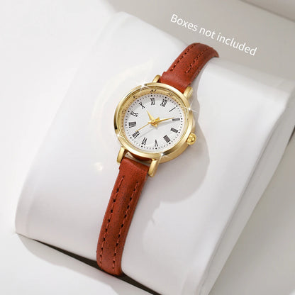 Montres-bracelets en cuir à quartz à petit cadran pour femmes