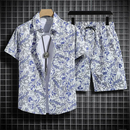 Summer Short-Sleeved Floral Men's Tracksuit