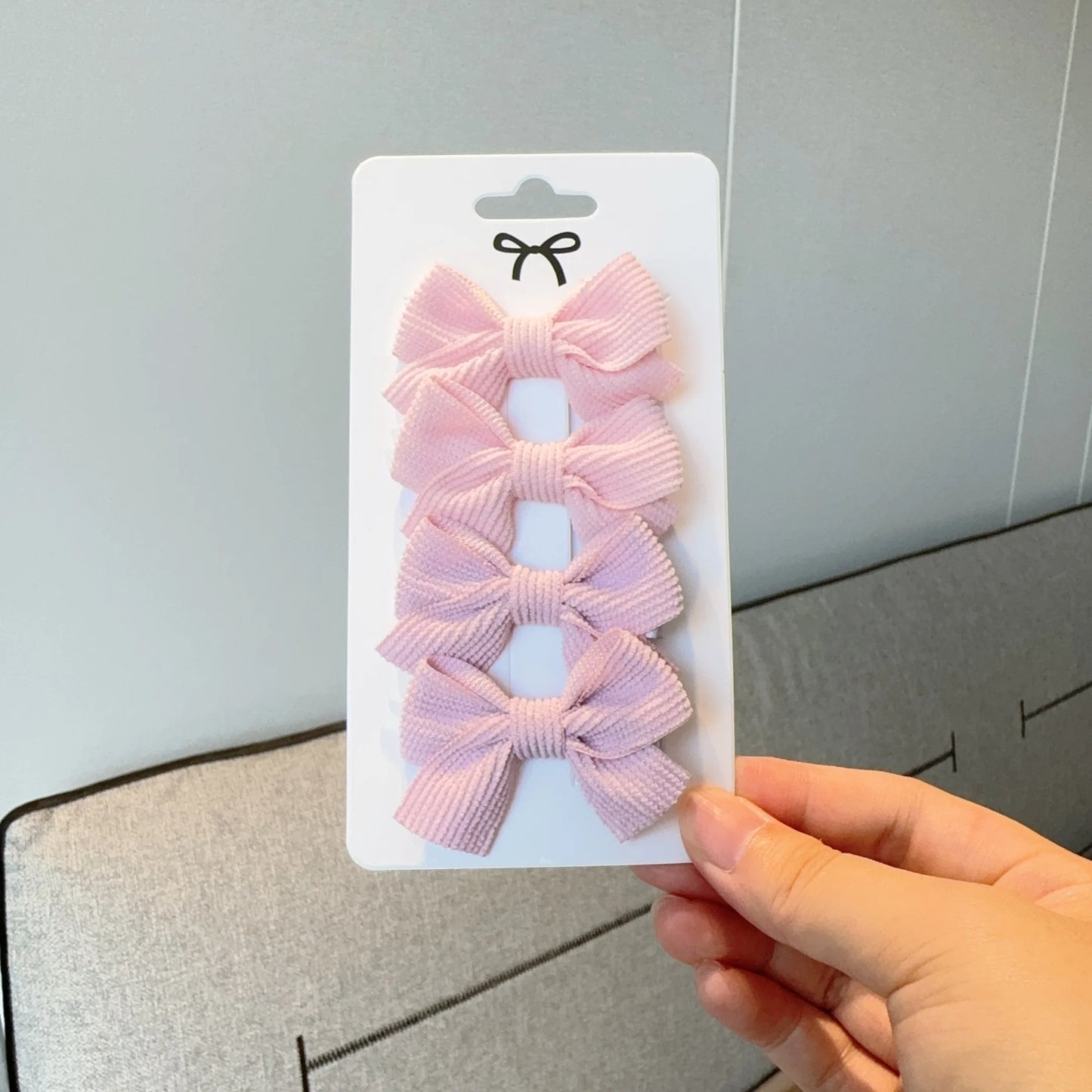 6/10pc Kids Solid Color Ribbon Bow Hair Clips