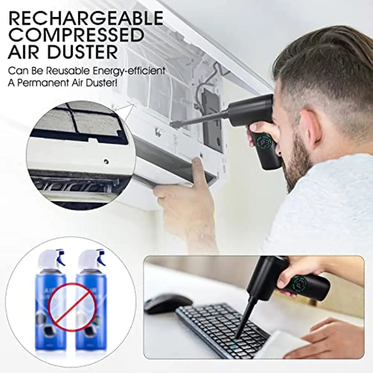 2-in-1 Cordless Air Duster & Vacuum Cleaner