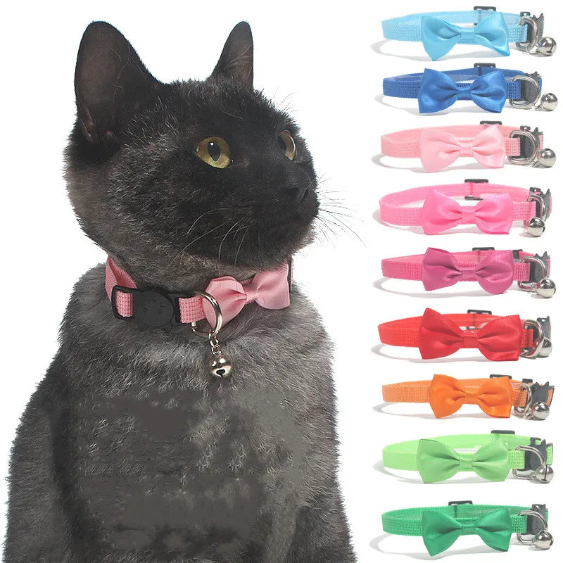 Adjustable Multicolor Bow Bell Pet Collars