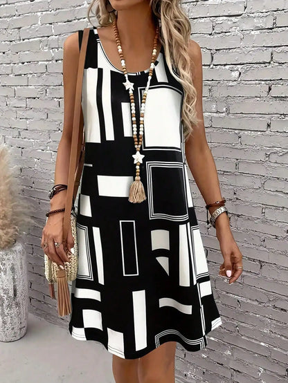 Chic Geometric Print Dress