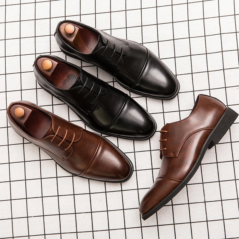 Italian Men's Leather Derby Shoes