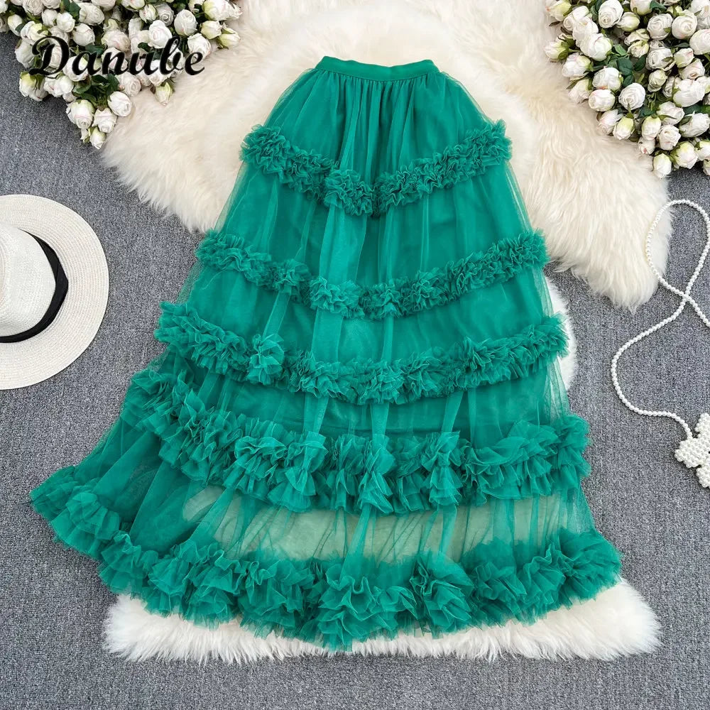 A-line High Waist Tulle Tutu Skirt