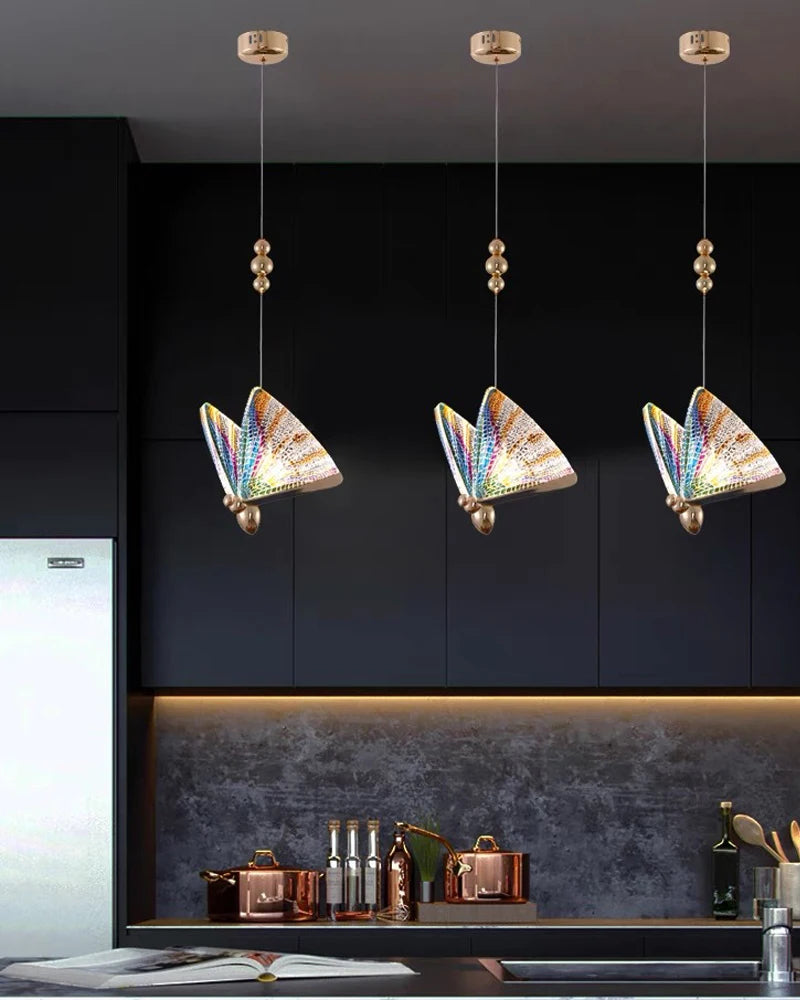 Lustre suspendu à LED papillon nordique