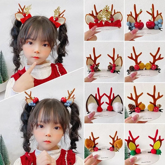 Christmas Antler & Deer Hair Clips