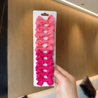 6/10pc Kids Solid Color Ribbon Bow Hair Clips